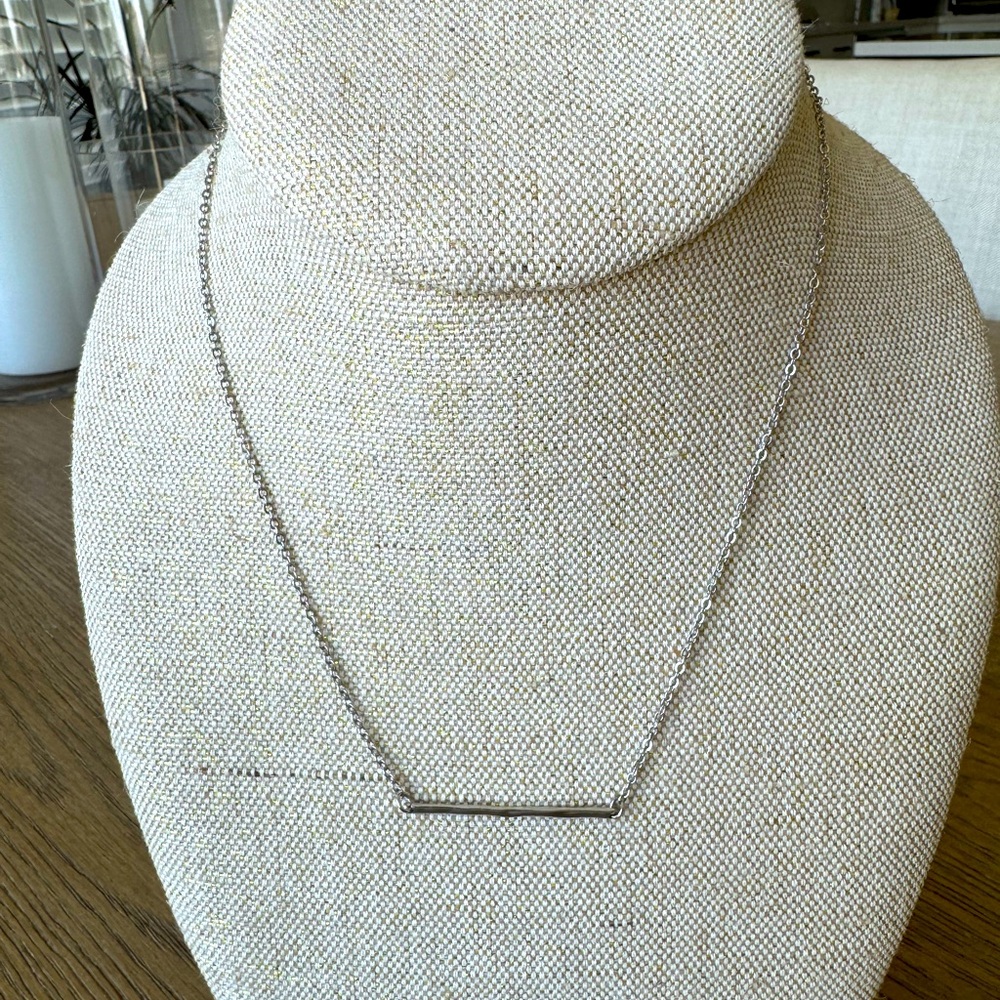 Silver bar necklace adjustable 16”-20”